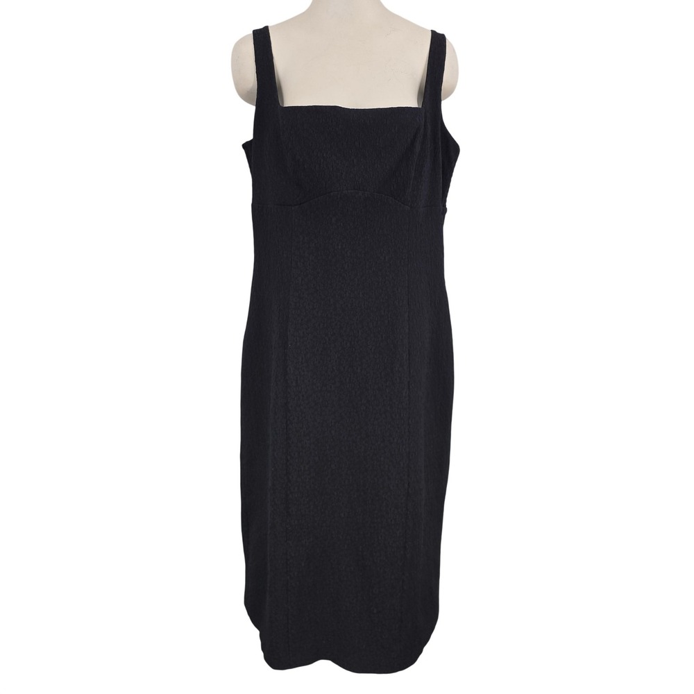 Abercrombie & Fitch Dress Women XL Black Sheath Smocked‎ Square Neck Minimalist